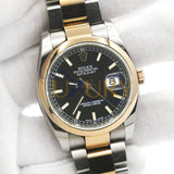 Rolex Datejust 36mm Reference 116201 Steel and Everose Gold Black Dial