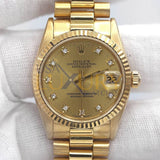 Rolex Datejust 68278 31mm 18k Yellow Gold President Bracelet Champagne Dial