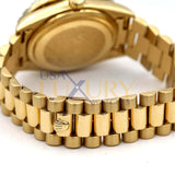 Rolex Day-Date 18038 18k Yellow Gold Green Roman Numeral Dial Aftermarket Diamond Bezel