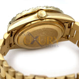 Rolex Day-Date 18038 18k Yellow Gold Green Roman Numeral Dial Aftermarket Diamond Bezel