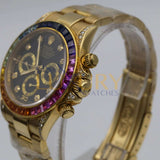 Rolex Daytona 16528 18k Yellow Gold with Rainbow Sapphires and Diamond Bezel
