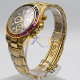 Rolex Daytona 16528 18k Yellow Gold with Rainbow Sapphires and Diamond Bezel