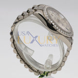 Rolex Day-Date II 218349 41mm 18k White Gold Factory Diamond Bezel and Diamond & Sapphire Silver Dial