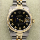 Rolex Datejust 68273 Two-Tone 31mm Black Diamond Dial Jubilee Bracelet Watch