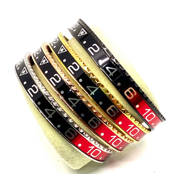 Speedometer Style Stainless Steel Watch Bangle in Gold