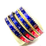 Speedometer Style Stainless Steel Watch Bangle in Gold with Red-Blue Digits
