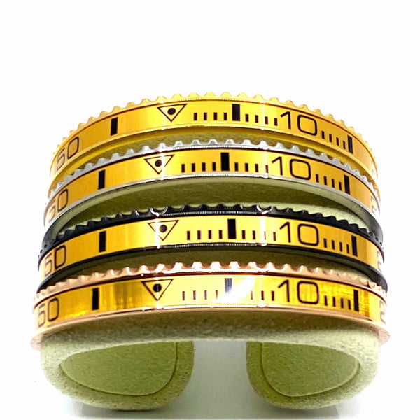 Speedometer Style Stainless Steel Watch Bangle in Yellow Gold with Digits