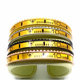Speedometer Style Stainless Steel Watch Bangle in Yellow Gold with Digits