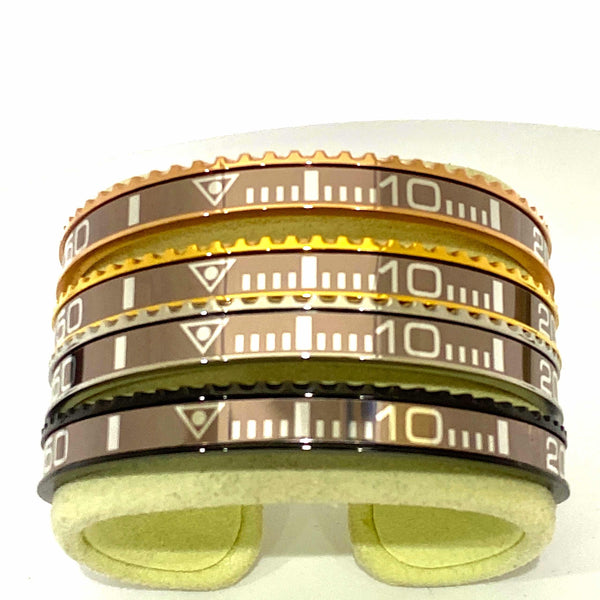 Speedometer Style Stainless Steel Watch Bangle Bracelet in Gold with Digits