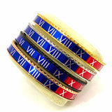 Speedometer Style Stainless Steel Watch Bangle – Red-Blue