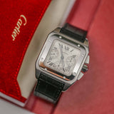 Cartier Santos 100 XL Chronograph W20090X8 42mm Stainless Steel White Dial Black Alligator Strap