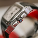 Cartier Santos 100 XL Chronograph W20090X8 42mm Stainless Steel White Dial Black Alligator Strap