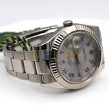 Rolex Datejust 41 Reference 116334 Silver Arabic Dial with 18k White Gold Fluted Bezel