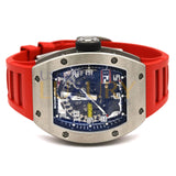 Richard Mille RM029 48mm Titanium Automatic Watch with Blue Dial and Red Rubber Strap