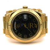 Rolex Day-Date II 218238 18K Yellow Gold Black Wave Arabic Dial 41mm