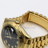 Rolex Day-Date II 218238 18K Yellow Gold Black Wave Arabic Dial 41mm