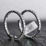 LWU Diamond Hoop Earrings in 18K White Gold — 10.78 ct Emerald Cut