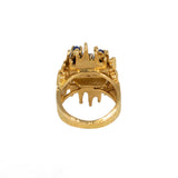 G.Weil Diamond and Sapphire Jewelry Set in 18K Yellow Gold — Ring, Earrings and Brooch