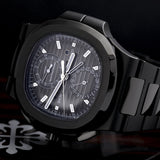 Patek Philippe Nautilus 5990/1A-001 Grey Dial PVD/DLC Coated Stainless Steel Chronograph Dual Time Watch