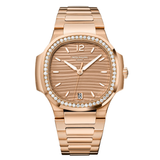 Patek Philippe Nautilus 7118/1200R-010 35.2mm Rose Gold Diamond Bezel Golden Brown Opaline Dial