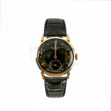 Patek Philippe Calatrava 1578 Rose Gold 35mm Watch with Aftermarket Black Dial and Black Leather Strap