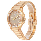 Patek Philippe Nautilus 7118/1200R-010 35.2mm Rose Gold Diamond Bezel Golden Brown Opaline Dial