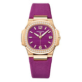 Patek Philippe Nautilus 7010R-013 Rose Gold Diamond Bezel Purple Dial 32mm