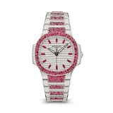 Patek Philippe Nautilus 7118-1452G-001 35.2mm White Gold Diamond and Ruby Paved