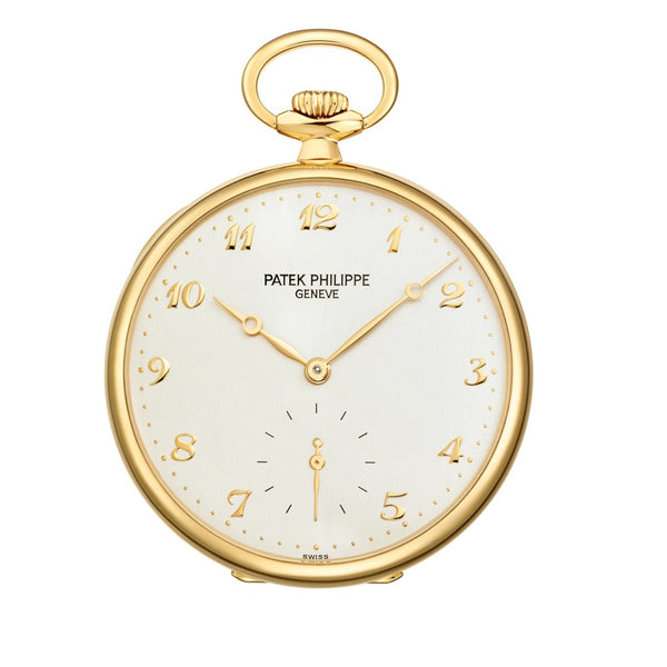 Patek Philippe 973J-001 Pocket Watch 44mm Yellow Gold White Lacquered Dial