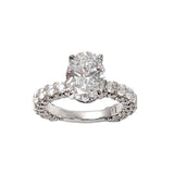 Platinum Oval and Round Diamond Engagement Ring Set — 4.51 tcw, GIA Certified Center Stone