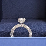 Platinum Oval and Round Diamond Engagement Ring Set — 4.51 tcw, GIA Certified Center Stone