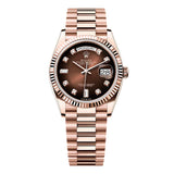 Rolex Day-Date 36 128235-0037 Rose Gold Brown Ombré Diamond Dial