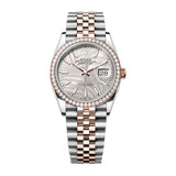 Rolex Datejust 36 126281RBR-0019 Silver Palm Dial Diamond Bezel Jubilee Bracelet