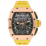 Richard Mille RM11-03 RG Rose Gold Skeleton Dial Watch with Yellow Strap