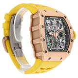 Richard Mille RM11-03 RG Rose Gold Skeleton Dial Watch with Yellow Strap