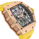 Richard Mille RM11-03 RG Rose Gold Skeleton Dial Watch with Yellow Strap
