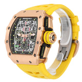 Richard Mille RM11-03 RG Rose Gold Skeleton Dial Watch with Yellow Strap