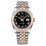 Rolex Datejust 116231 Black Roman Dial 36mm Stainless Steel and 18k Rose Gold Jubilee