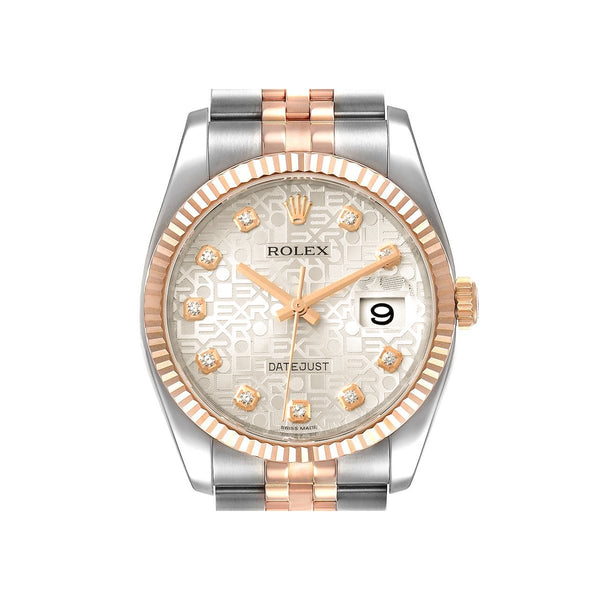 Rolex Datejust 116231 36mm Stainless Steel and 18k Rose Gold Silver Jubilee Diamond Dial