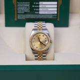 Rolex Datejust 116233 Steel and Yellow Gold Champagne Diamond Dial 36mm Jubilee Bracelet