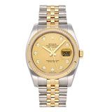 Rolex Datejust 116233 Steel and Yellow Gold Champagne Diamond Dial 36mm Jubilee Bracelet