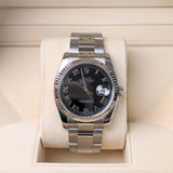 Rolex Datejust 116234 Steel and 18K White Gold 36mm Black Roman Dial Oyster Watch