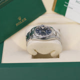 Rolex Datejust 116234 36mm Blue Stick Dial White Gold Fluted Bezel Oyster Bracelet