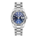 Rolex Datejust 116234 36mm Blue Stick Dial White Gold Fluted Bezel Oyster Bracelet