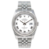 Rolex Datejust 116234 Steel and White Gold 36mm White Roman Dial Jubilee