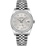 Rolex Datejust 36 116244-0001 Silver Diamond Dial and Bezel Jubilee Bracelet