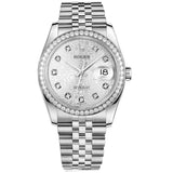 Rolex Datejust 36 Reference 116244-0008 Silver Diamond Dial Diamond Bezel Oystersteel Jubilee Bracelet