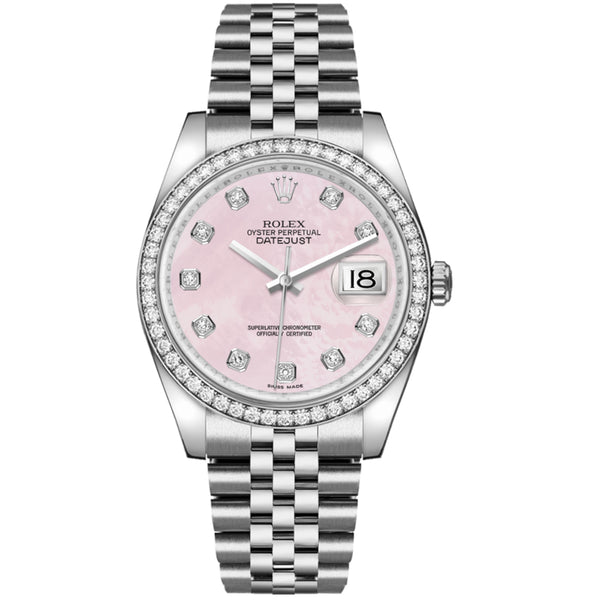 Rolex Datejust 36 Reference 116244-0013 Pink Mother-of-Pearl Diamond Dial Jubilee Bracelet