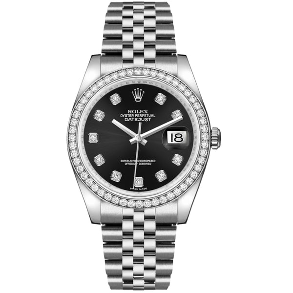 Rolex Datejust 36 Reference 116244-0014 Black Diamond Dial Oystersteel Jubilee Bracelet