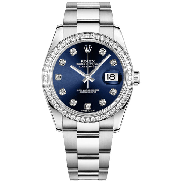 Rolex Datejust 36 116244-0022 Bright Blue Diamond Dial & Diamond Bezel Oystersteel Oyster Bracelet